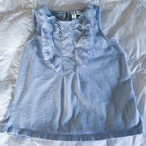 Janie and Jack Blue Sleeveless Top w/Ruffled Bow Front 5